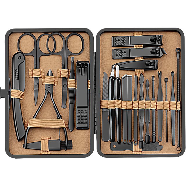 7/16/24Pcs Manicure Set Professional Nail Clipper Pedicure Kit Stainless Steel Nail Care Tool Grooming Kit with Luxurious Travel
