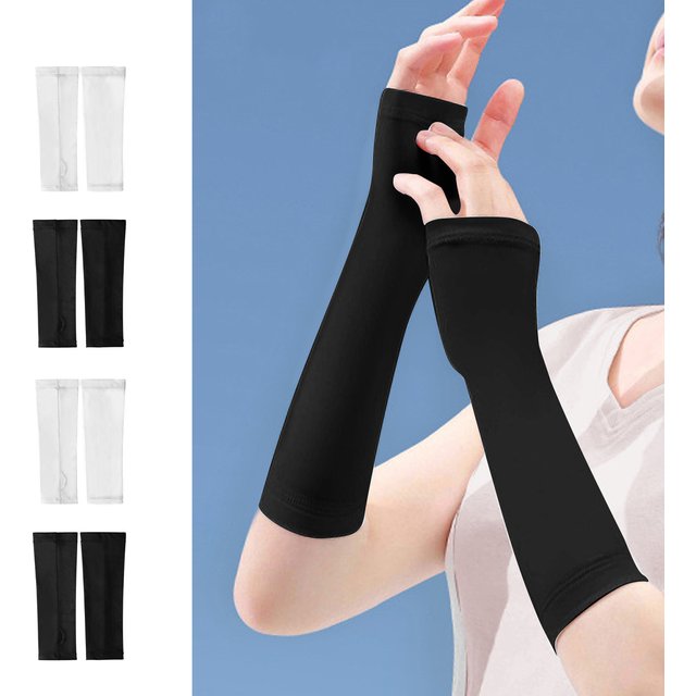 Short Solid Color Sunscreen Mosquito Repellent Breathable Ice Silk Sleeves for Driving,Cycling,Fishing and Climbing
