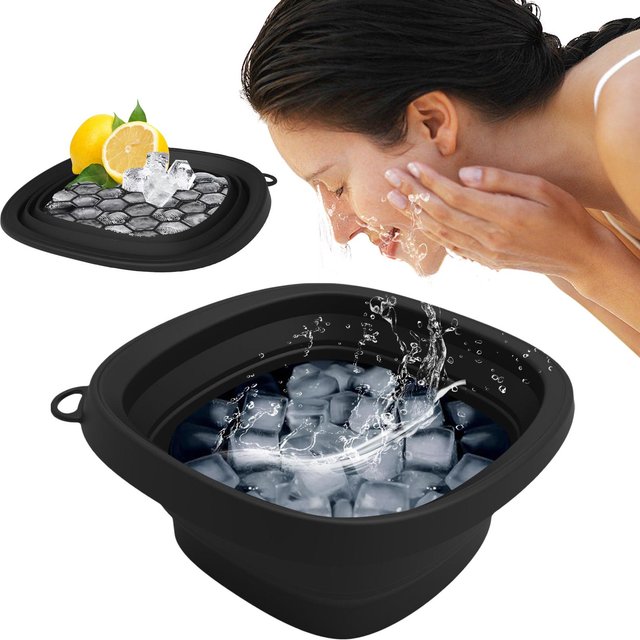 Foldable Face Ice Bath Bowl for women Girls Facials Skin Cares Tool Silicone Cold Therapy Washbasin Portable Face Dipping Bowl
