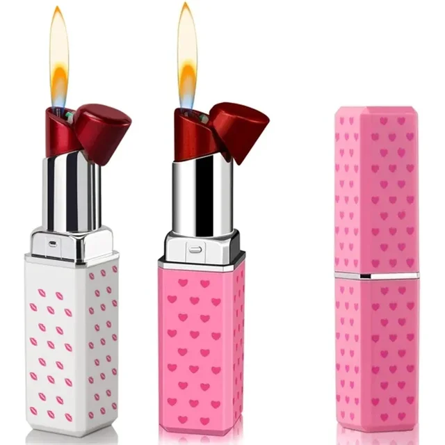 Windproof Cute Lipstick Inflatable Lighter Portable Mini Butane Lightweight Cigarette Accessories Women Fashion Gift Lipstick