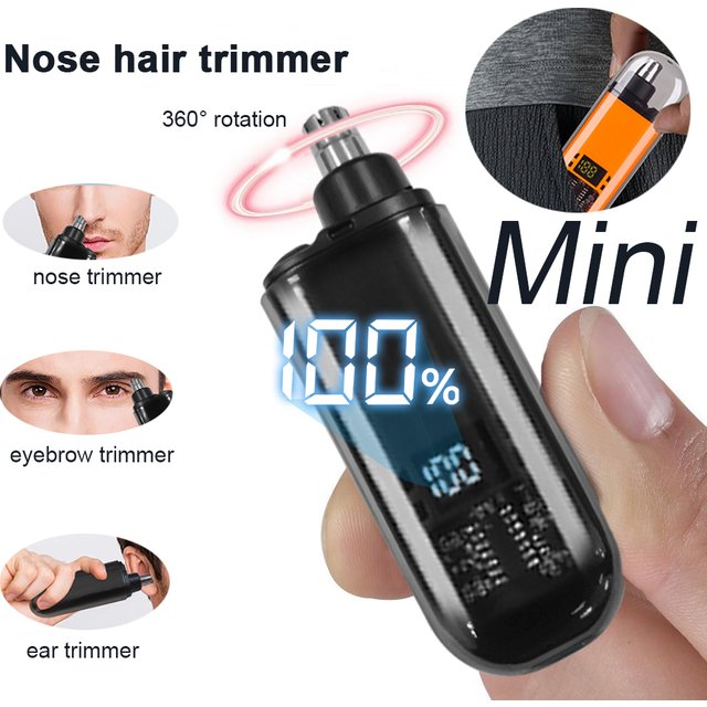 Nose Hair Trimmer for men Portable Ear Eyebrow Nose Hair Remover Mini Electric Type C Nose Hair Cutter and Ears Trimmer for Man
