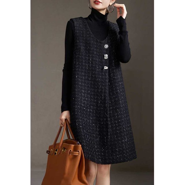 Robe gilet en soie brillante, petite robe parfumée pour femmes, Station européenne, tendance printemps automne, grande taille, jupe mi-taille