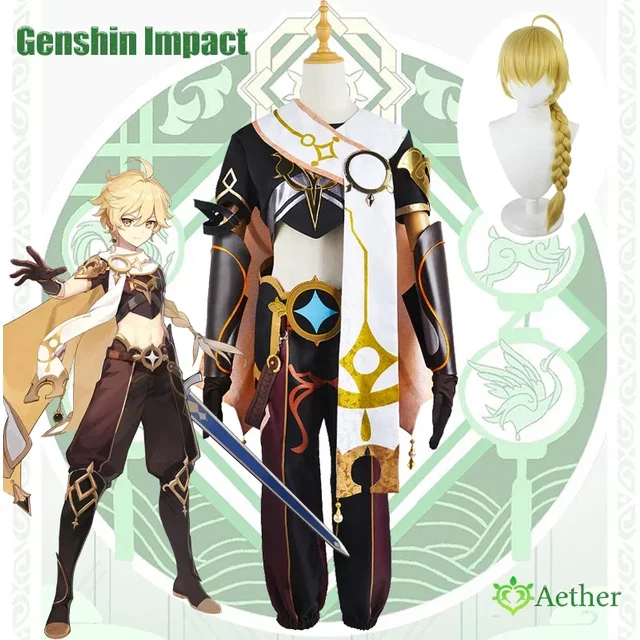 Genshin Impact Aether Cosplay Costume adulte carnaval uniforme perruque Anime Halloween fête Costumes mascarade femmes jeu