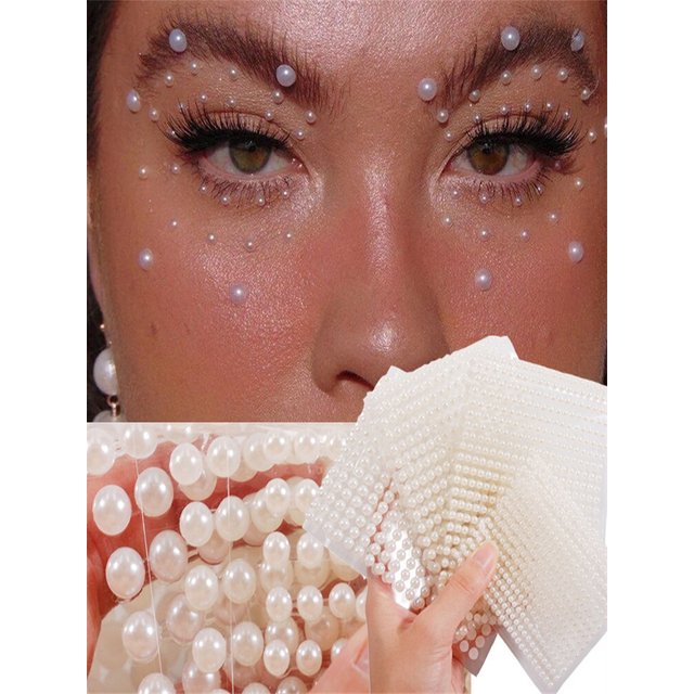 900pcs/ Sheet 3D Pearl Face Jewels Eyeshadow Stickers Self Adhesive Face Body Eyebrow Diamond Nail Stickers Diamond Decoration