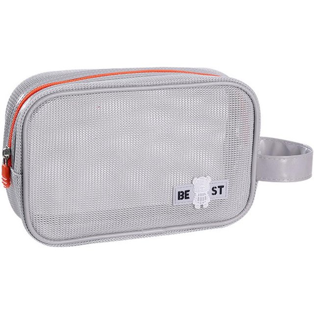 Square Mesh Cosmetic Bag Large Capacity Transparent Cosmetic Bag Portable Multi-purpose Sundries Storage Bag with Zipper