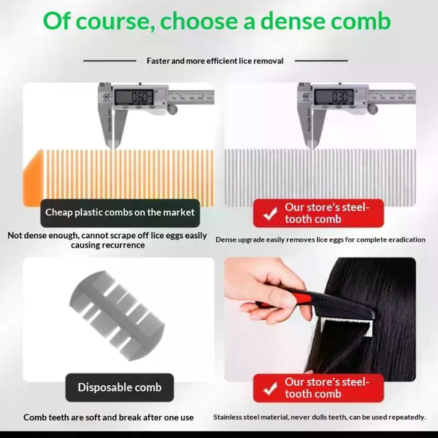 1Pcs Lice Nit Removal Hair Comb Head Lice Comb Stainless Steel Fine Tooth Comb LiceComb Professional Head Lice Hair Brush