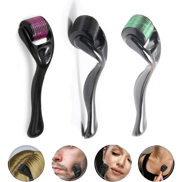 1pcs 540 Roller Black Purple Green Derma Roller for Hair Beard Facial Body Scalp 540 Titanium At Home Microneedling Hand Device