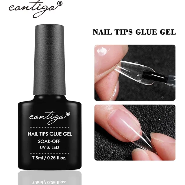 CONTIGO Nail Tips Glue Gel 7.5ml UV Glue for False Nails Gel Polish Manicure Hybrid Gellac Multi-function Strong Gel Nail Polish