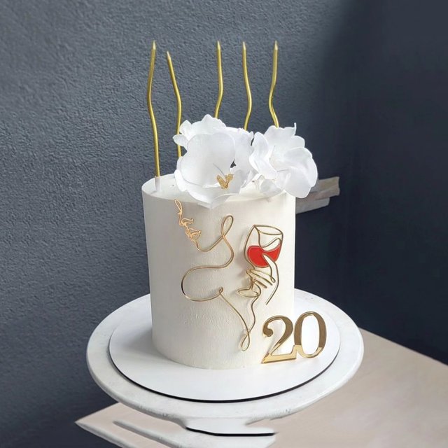Décoration de gâteau en acrylique pour femmes, 1 pièce, numéro 18/20/30/40/50 ans, ligne faciale,