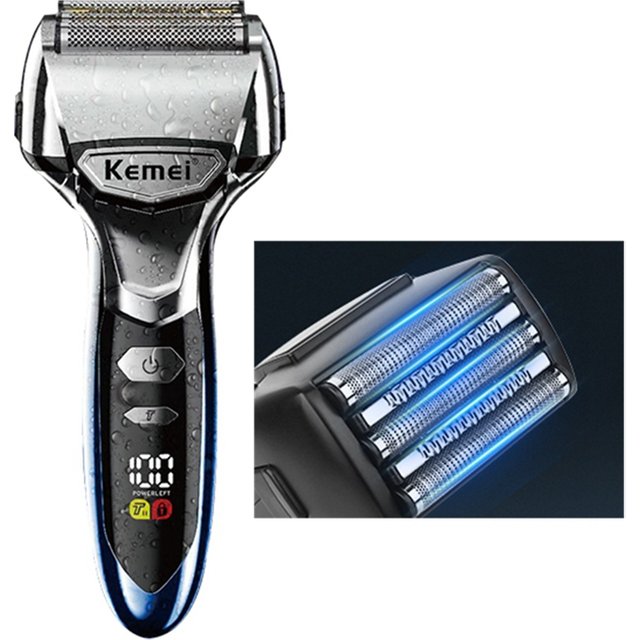 Kemei 5 Blades Electric Shaver Face Washable Beard Foil Electric Razor for men Rechargeable Bald Heads Shaving Machine 8500 RPM
