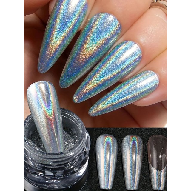1pc Nail Laser Magic Mirror Powder High Gloss Holographic Metal Chromium Powder Nail Polish Decoration Art Decoration DIY INS
