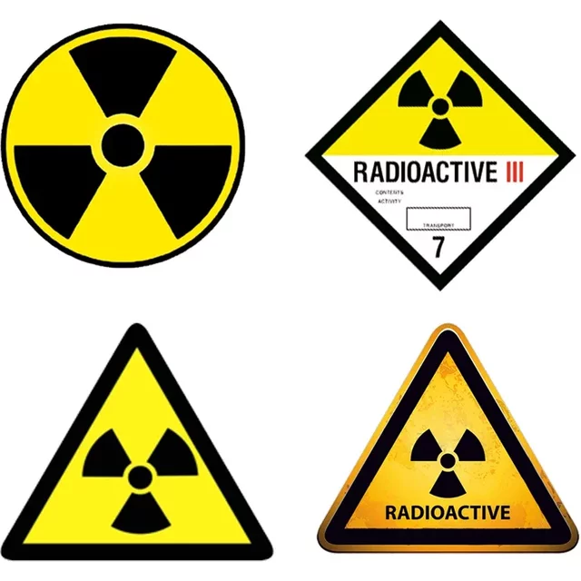 10cm Various Radiation Protection Warning PVC Stickers Waterproof Sunscreen Radioactive Car & Motorcycle Decals