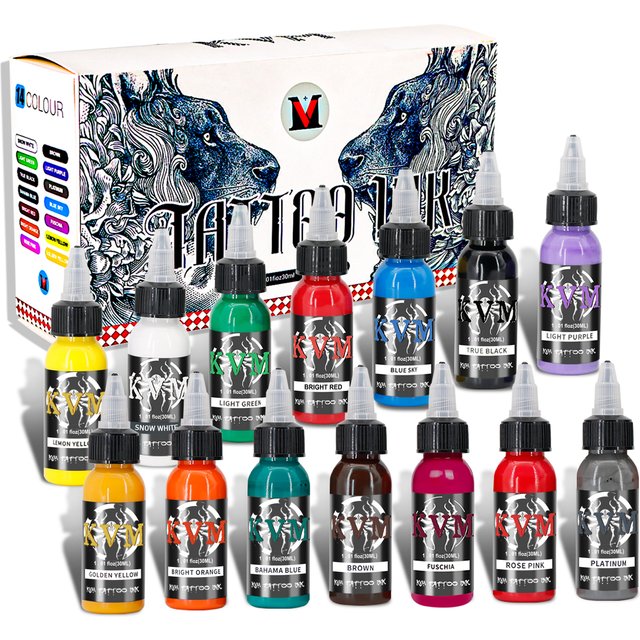 KVM 7/14 Colors 1oz Tattoo Ink Pigment Professional Beauty Paints Makeup Semi-permanent Tattoo Ink Colors Tattoo Supplies
