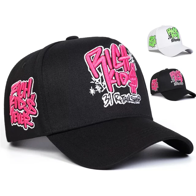 Unisex RICH KIOS Letter Embroidery Baseball Caps Outdoor Adjustable Spring and Autumn Casual Sunscreen Hat