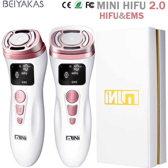 New Mini HIFU Ultrasonic Machine EMS Micro Current Facial Beauty Instrument Firming Skin Care Anti-wrinkle Tool