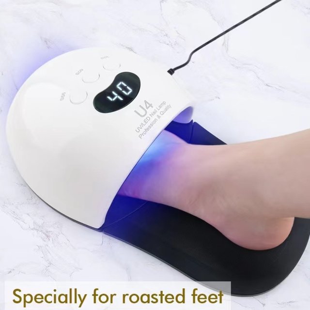 Uv/Led Nail Phototherapy Curing Lamp for Beautiful Nails, Painless Dual-Use Phototherapy Lamp Suitable for Hands and Feet, with Removable Foot Pads, Phototherapy Lamp for Nail Polish Gel Curing and
