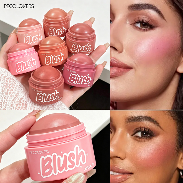 1PC 2‑in‑1 Blush Cream‑ Matte & Pearlescent, Usable for Lips and Cheeks, Moisturizing, Spherical Design, Brightens Complexion