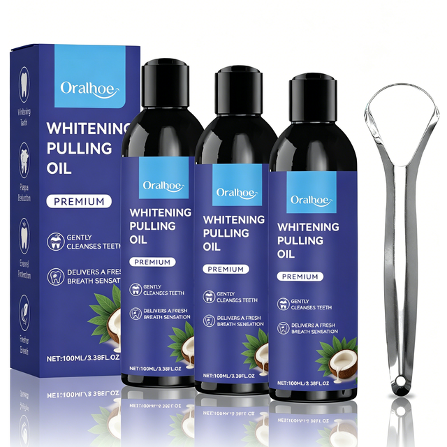 Peppermint Coconut Oil Pulling Mouthwash for Mint Mouthwash Teeth Deep Cleaning for Teeth Gum Fresh Breath with Tongue Scraper