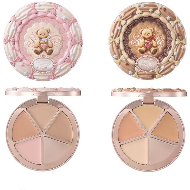 FLOWER KNOWS THE SWEETIE BEAR 4-Color Concealer Palette Covering Dark Circles Acne Scars Full Coverage Contouring Foundation