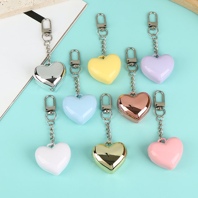 1 pièce Mini boîte vide en forme de cœur pour poudre de blush ou fard à paupières, avec miroir et compartiment en aluminium, porte-clés, étui à rouge à lèvres, emballage