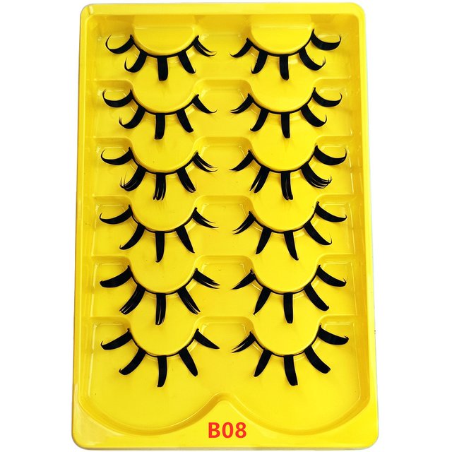 HBZGTLAD 6pairs Cosplay False Eyelashes Wet Strip Lashes With Spikes Handmade Mink Lashes Fluffy Long Makeup Beauty