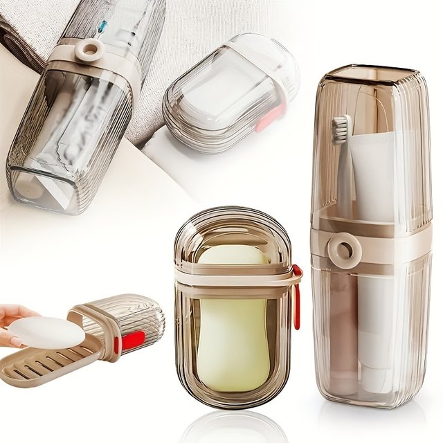 Portable Soap Holder Toothbrush Case Durable Plastic Travel Essentials, Easy-Clean Gym & Bathroom Accessories