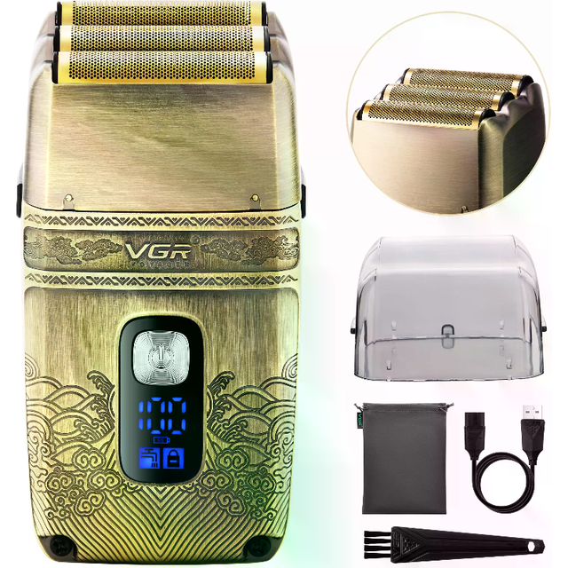 VGR V-335 Electric Razor for men - Skin Fade Foil Shaver - IPX6 Waterproof Washable - Cordless Rechargeable Shaving Machine For Bald Head, Beard, Face - Ideal For Barber Or Home Use