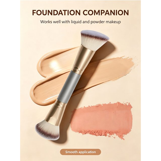 Double-Ended Foundation Brush for Face Makeup, Multifunctional Double-Ended Brush for Liquid Foundation, Special Brush for Liquid Blush, Kabuki Foundation Brush, Loose Powder Brush, Blush Brush,
