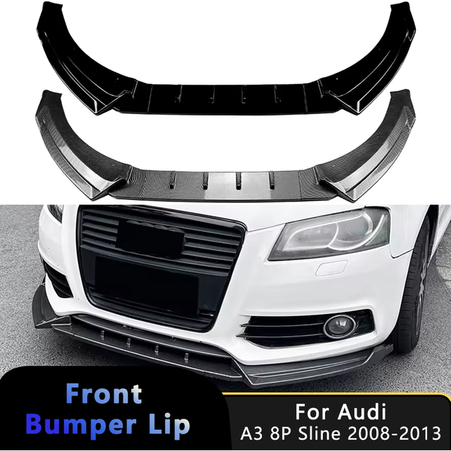 For Audi A3 8P S-Line Pre-Facelift 2008-2013 S3 Car Front Bumper Lip Glossy Black Splitter Spoiler Trim Body Kits Racing Style