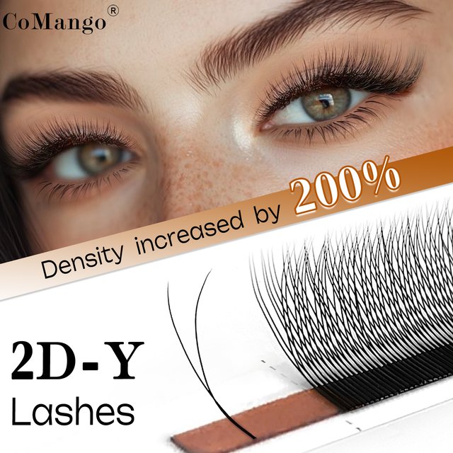 CoMango 2D Y(1D YY) Eyelash Extension 12 Rows Soft Russian Volume Mink Natural False Lashes Supplies Makeup
