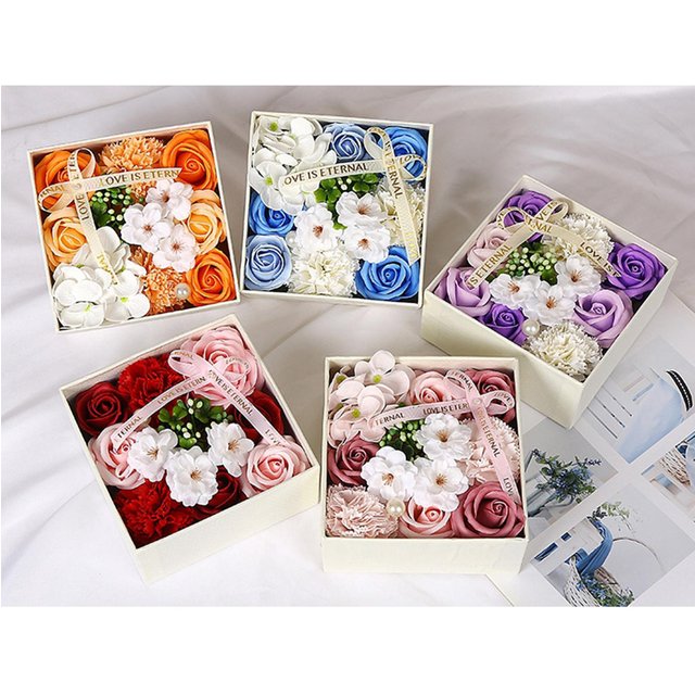 Savon de bain aux fleurs, savon romantique aux fleurs artificielles, parfumé aux fleurs, pour mariage, fête des mères, fête de Thanksgiving, Saint-Valentin