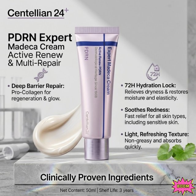 Centellian 24 PDRN Skin Barrier Repair Cream 50ml | Soothing Anti-Redness Moisturizer for Sensitive Skin | Firming & Brightening