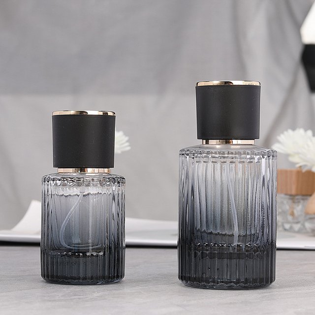 Flcopropriété de parfum en verre noir, vaporisateur rayé, distributeur de gratitude, brume hydratante, atomiseur, quotidien, illable, 30ml, 50ml
