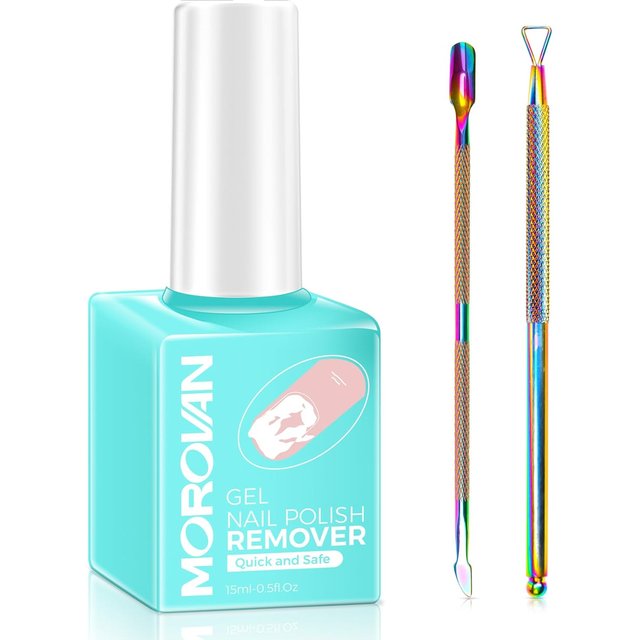 Gel Nail Polish Remover-Easy Remove Gel Polish Natural Formula Portable Kit with Cuticle Pusher & Scraper No Soaking or Wrapping