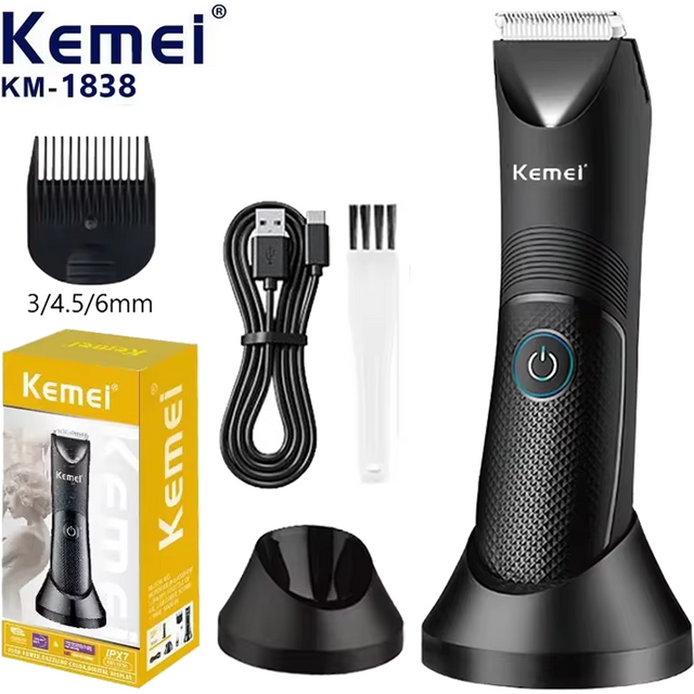 Kemei Groin Area Hair Trimmer Body Hair Hygiene Razor Ceramic Blade Waterproof Wet Dry Clippers Electric Shaving Machine KM-1838