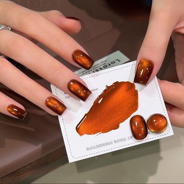 10ML Popular 2026 New Orange Nails Gold Nails Nail Supplies Whitening Glass Bead Chestnut Caramel Cat Eye Gel Nail Polish