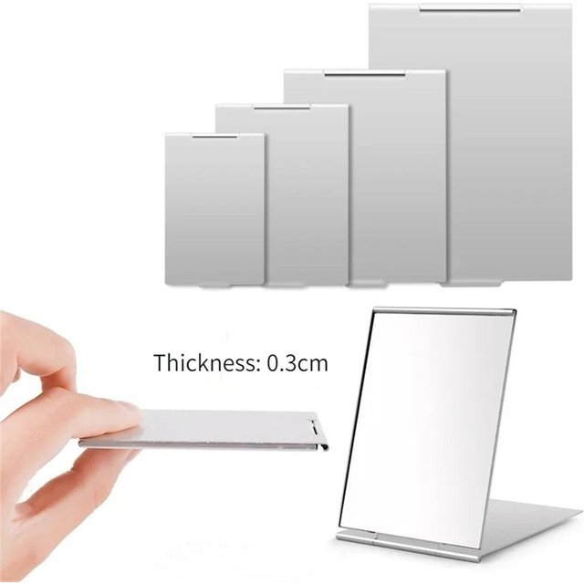Small Mirror Aluminum Folding Mirror Foldable Compact Makeup Mirrors Rectangle Ultra-thin Pocket Mini Mirror Travel Use