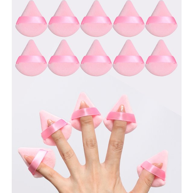 10Pcs Triangle Shape Velvet Powder Puffs, Soft Makeup Blender Sponges for Face Contouring, Eyes & Corners