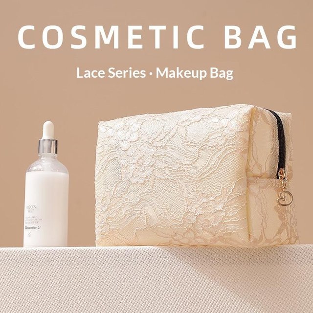 Storage Organizer Floral Lace Makeup Bag Flower Printed Cosmetic Pouch Large Travel Cosmetic Bag Makeup Accessory