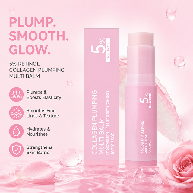 5% Retinol Collagen Plumping Balm Multi Effect Skincare Stick Fine Lines Improvement Skin Firming Portable Face Moisturi Stick