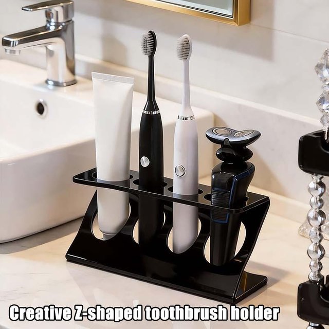 Space Saving Electric Toothbrush Holder Z Design Multifunctional Vanity Rack Organizer for Bathroom Accessories Storage