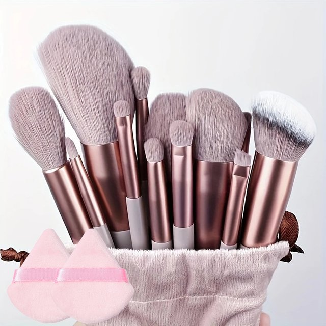 13Pcs Makeup Brushes Tool Set Cosmetic Powder Eye Shadow Foundation Blush Blending Beauty Make Up Brush For Makeup Starters Gift