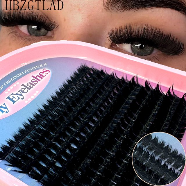 HBZGTLAD200 Bundles Mink Eyelashes 0.07mm Thin Eyelash Extension 3D Russia Volume Individual Eyelash Cluster Makeup Black Lashes