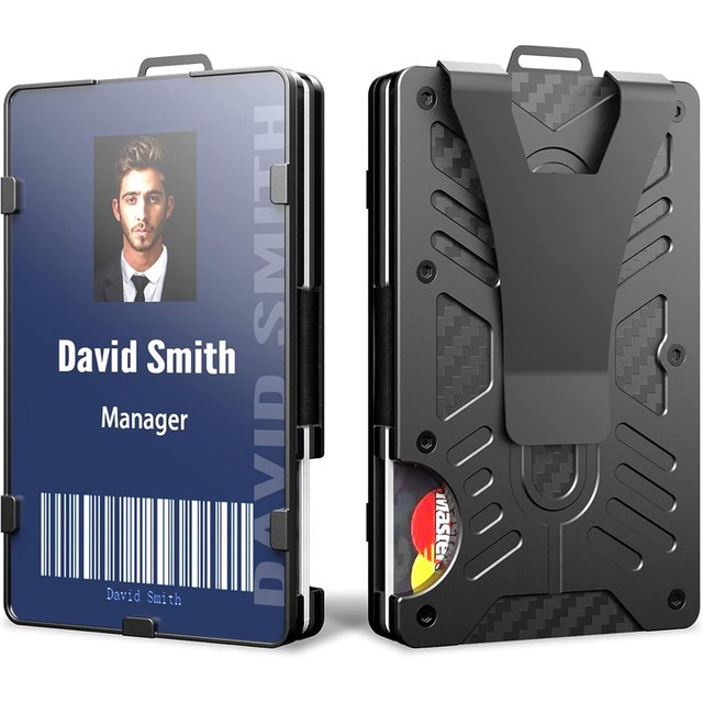 Portefeuilles tactiques avec porte-badge d'identification transparent, blocage RFID, portefeuille en aluminium et métal EDC, porte-carte de crédit avec pince à billets
