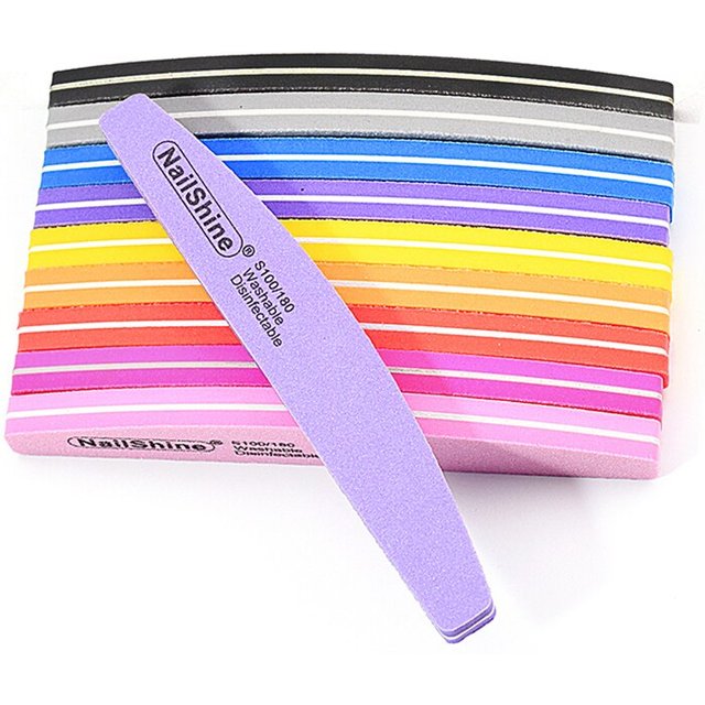 10pcs Double-sided Nail File Blocks Colorful Sponge Nail Polish Buffing Sanding Buffer Strips Polishing Pedicure Manicure Tools