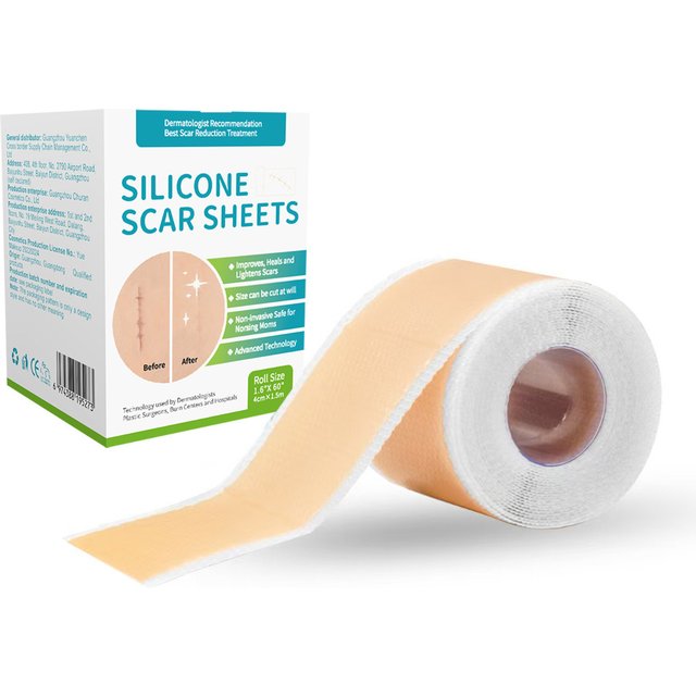 1 Rolle = 4 cm x 1,5 m Silikon-Narbenfolien, selbstklebendes Narbenabdeckband, wiederverwendbare Hautpflegestreifen