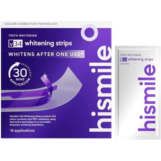 V34 Purple Teeth Whitening Strips Remove Plaque Stains Brighten Teeth Reduce Sensitivity 30 Mins Quick Dental Oral Care Stickers
