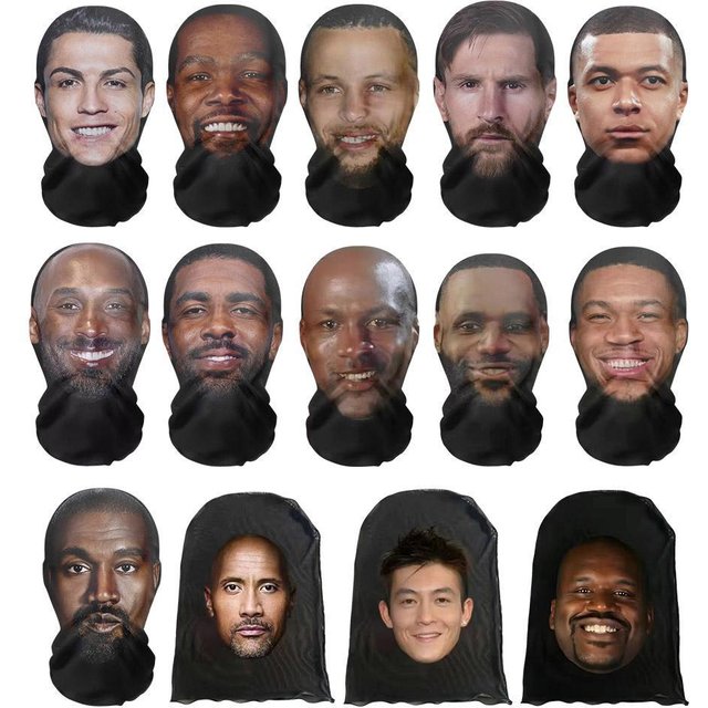 3D Printed Kanye Mask Elastic Mesh Full Face Mask for Cosplay Headwear Hip Hop Fashion Balaclava Hood Hat Headgear New