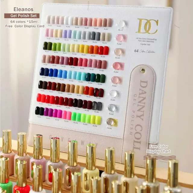 Danny Coll HEMA TPO Free Gel-Nagellack, 64 Stück, mit Farbkarte, 15 ml, semipermanenter Nagellack für Maniküre, Nagelstudio, UV-Gel