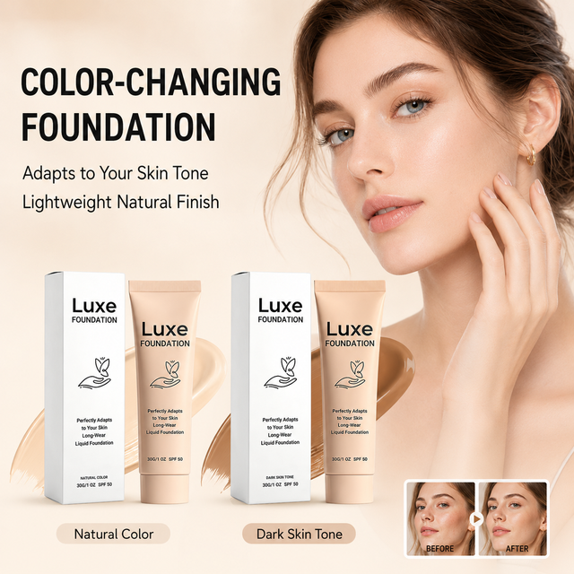 Lightweight Color Changing Foundation Adaptive Skin Tone Liquid Makeup Breathable Natural Finish Long Lasting Daily Face Base